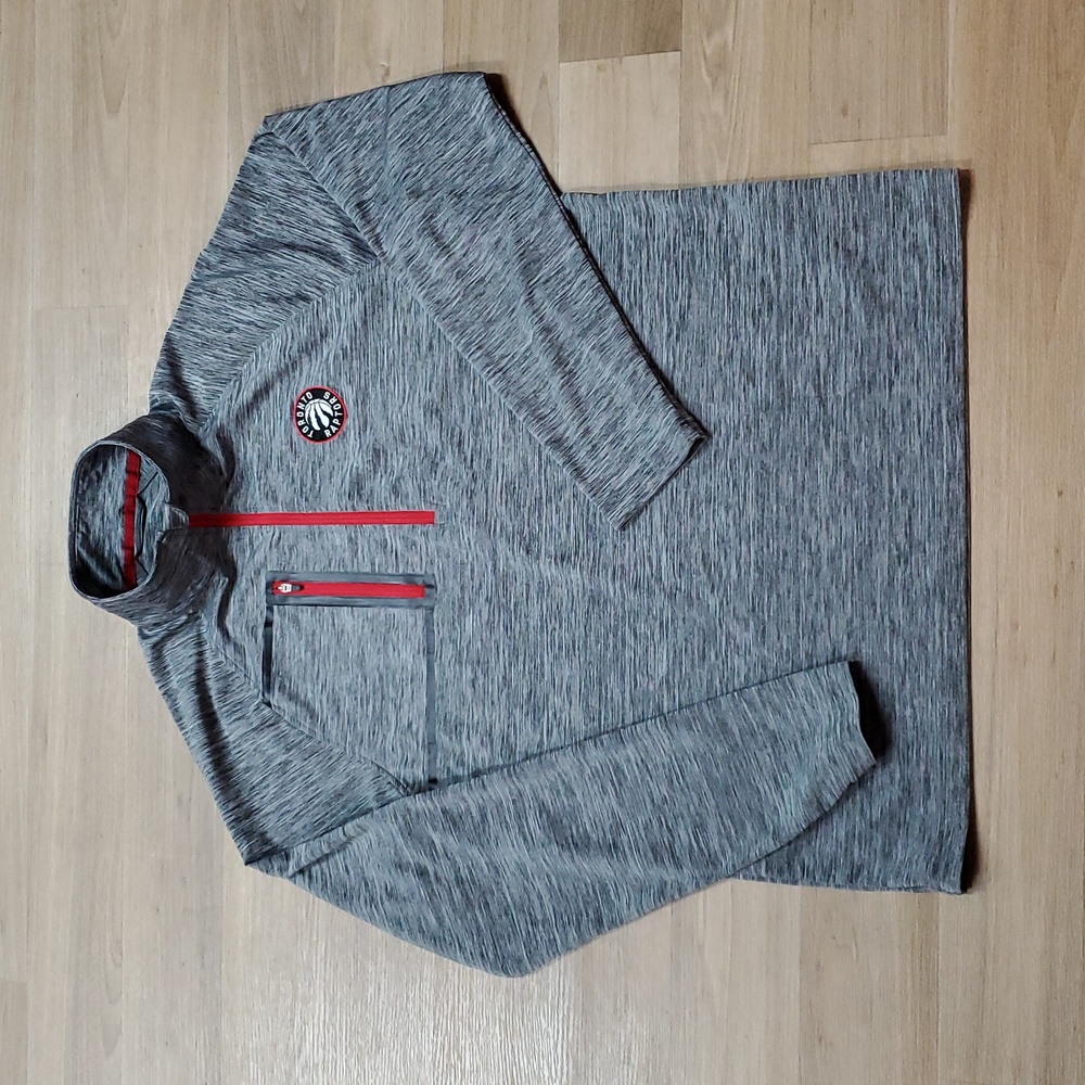 Adidas Gray and Red Quarter-Zip Pullover